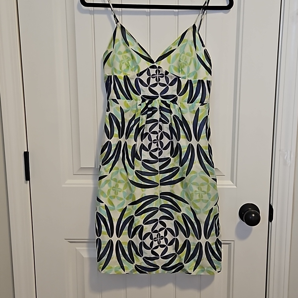 Blue and Green Print Mini Dress Size 5